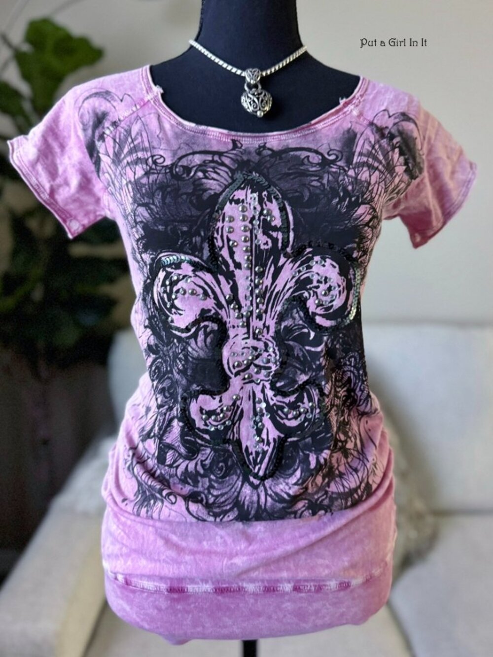Y2K Vocal Apparel Women's Crystal Sequin Pink Black Bling Slouch Shirt S M L XL